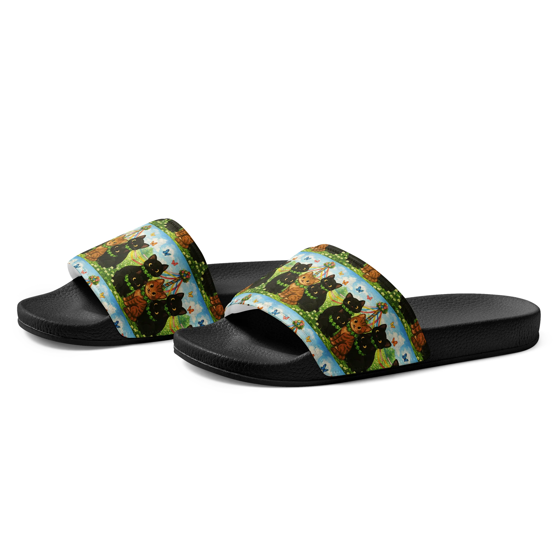 cat brigade spring Pattern Men's Slides product image (2)
