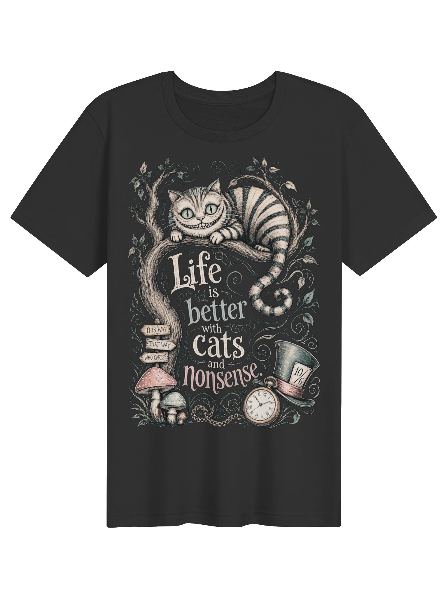 Cheshire Cat Shirt, Wonderland Nonsense Tee, Whimsical Dark Alice Graphic product image (58)