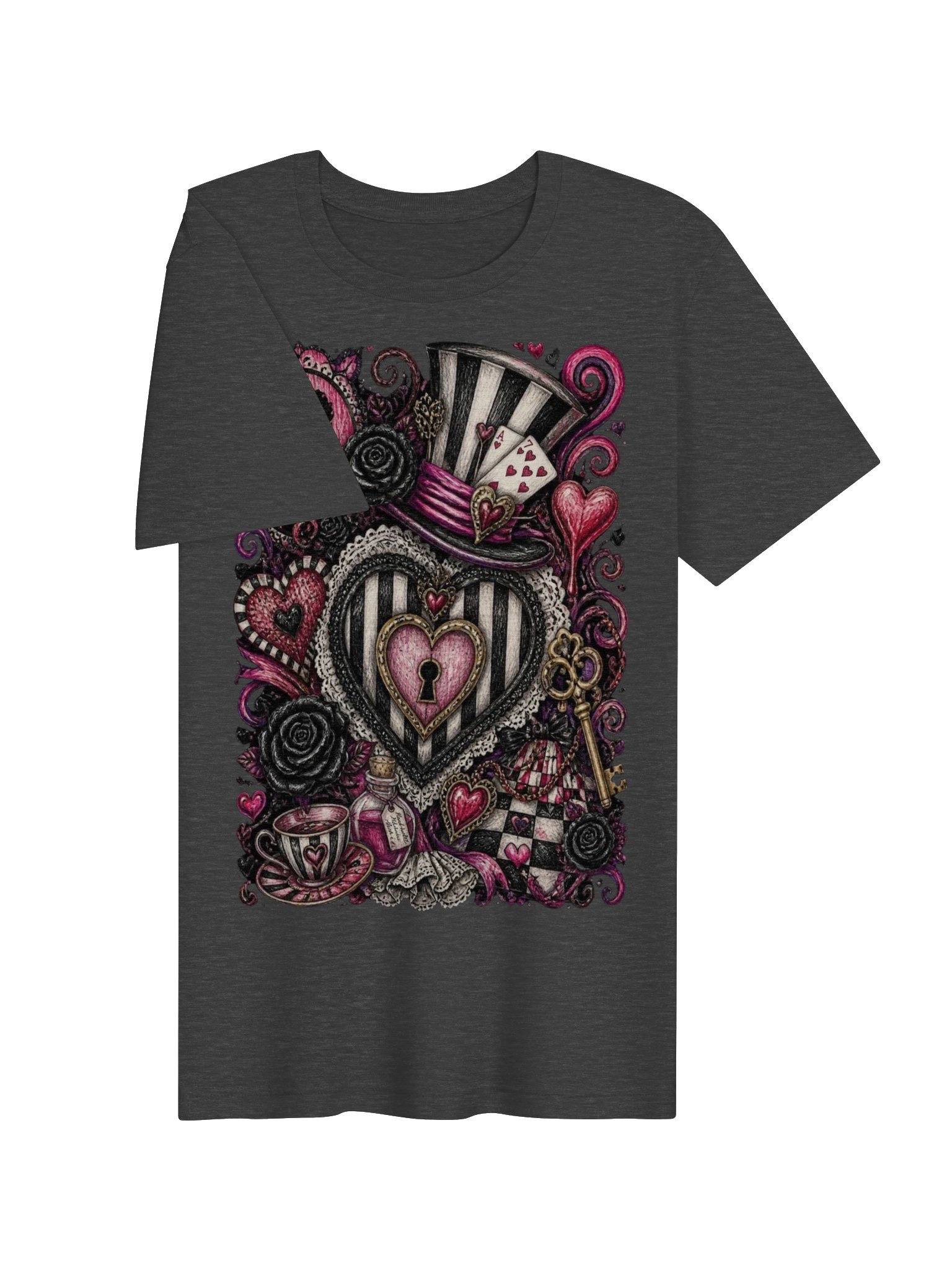 Alice in Wonderland Graphic Tee, Queen of Hearts, Whimsigoth Dark Fairytale product image (4)