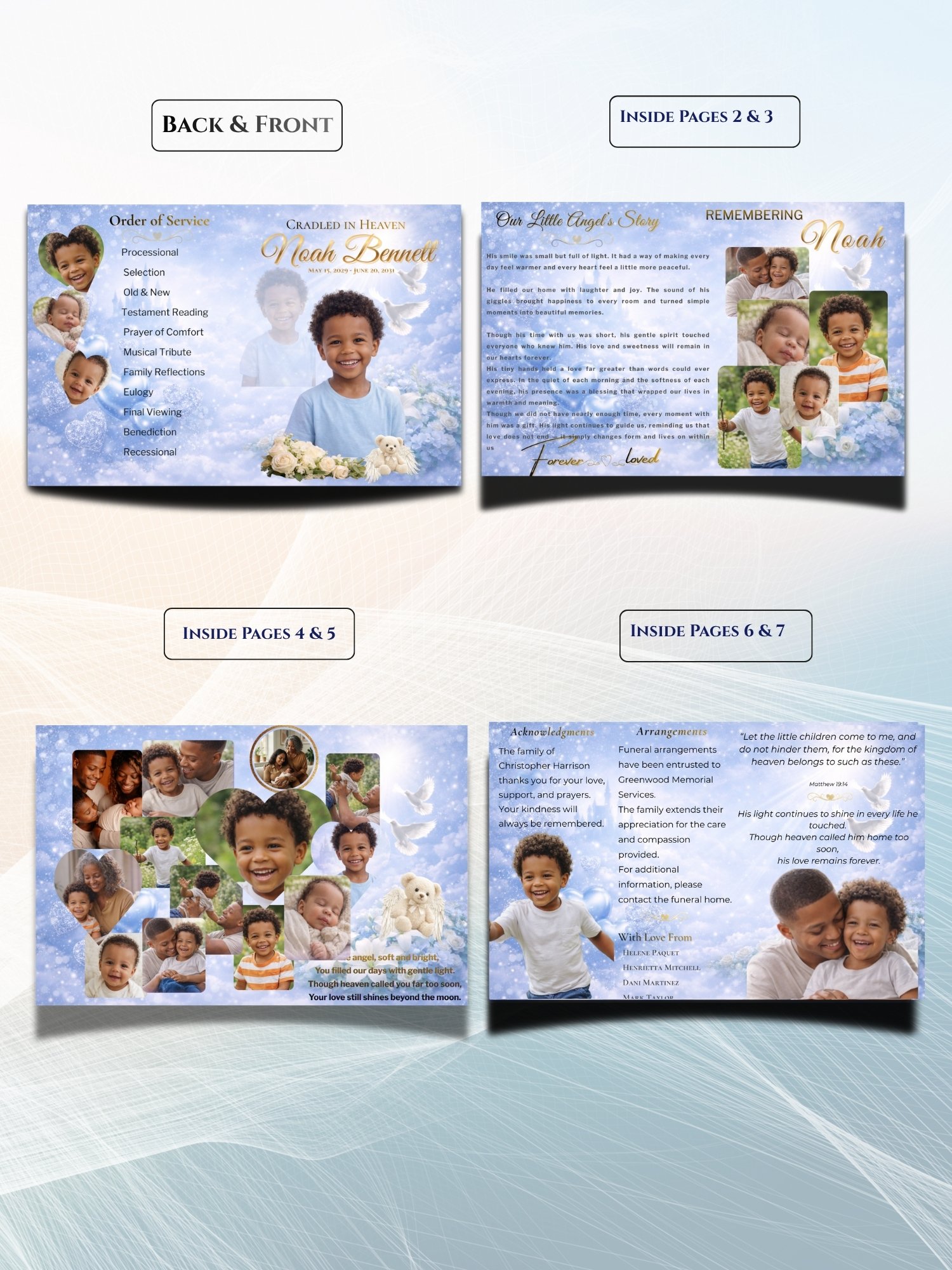 8-Page Baby Celebration of Life Booklet - Infant Funeral Program Template & Child Homegoing Service (Canva) product image (2)