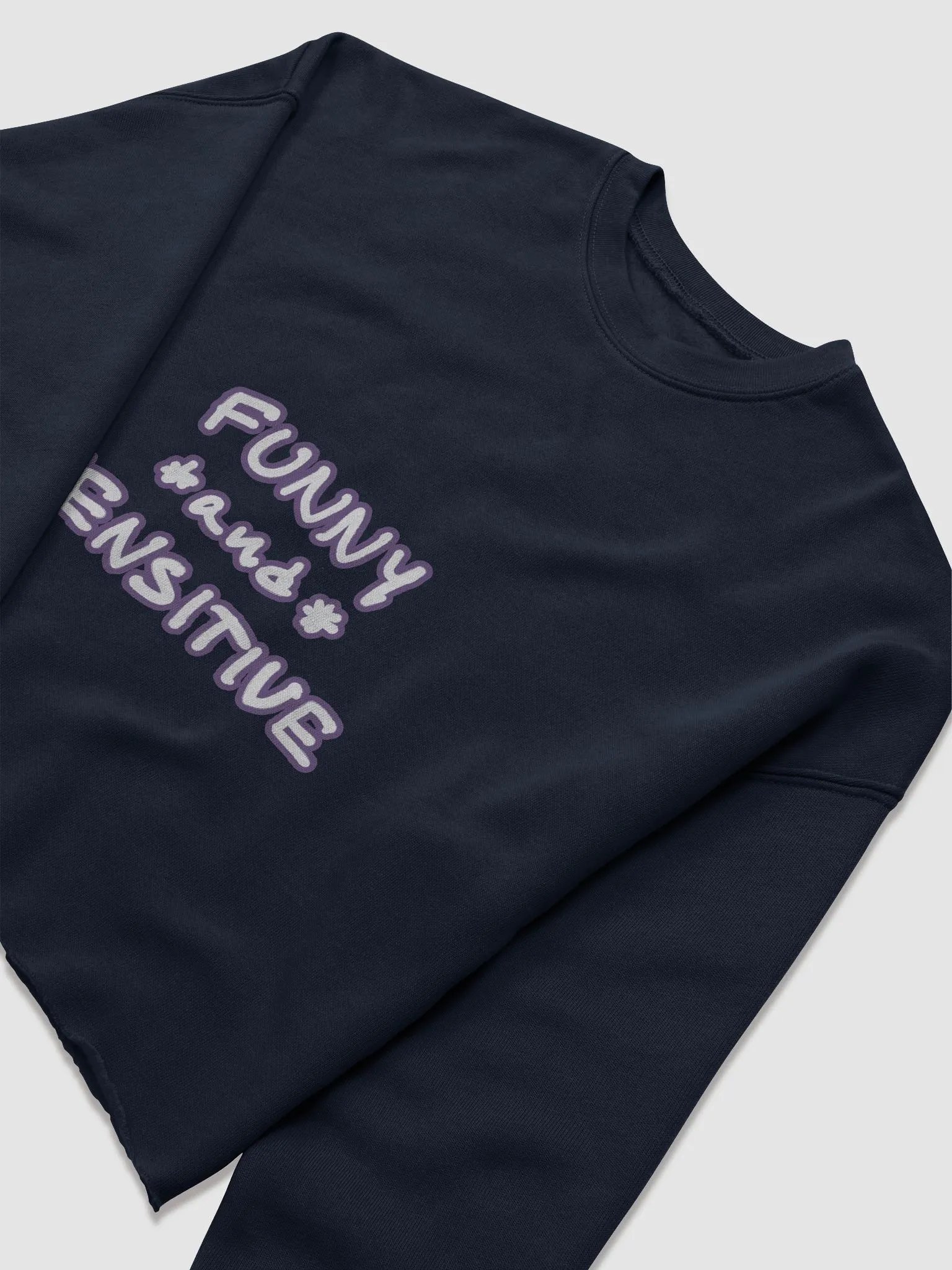 FUNNY *and* SENSITIVE (lined design, #74578B) women’s fleece crop sweatshirt product image (37)