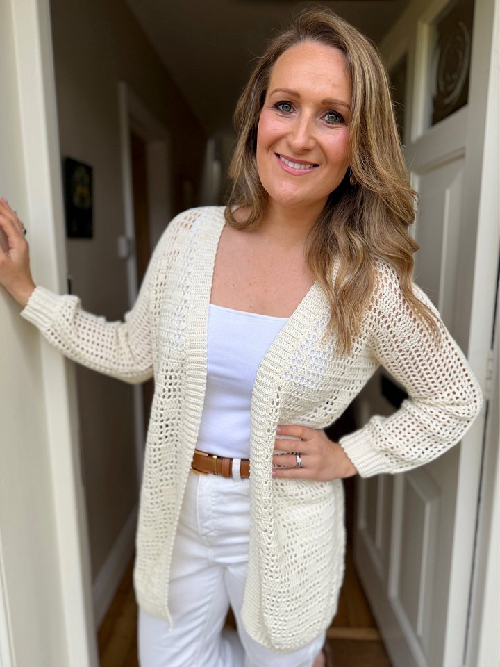 Ribbed Easy Peachy Cardigan Crochet Pattern product image (1)