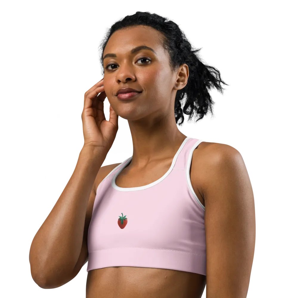 CozyAvocado Women's Pink Sports Bra Strawberry #2 product image (6)