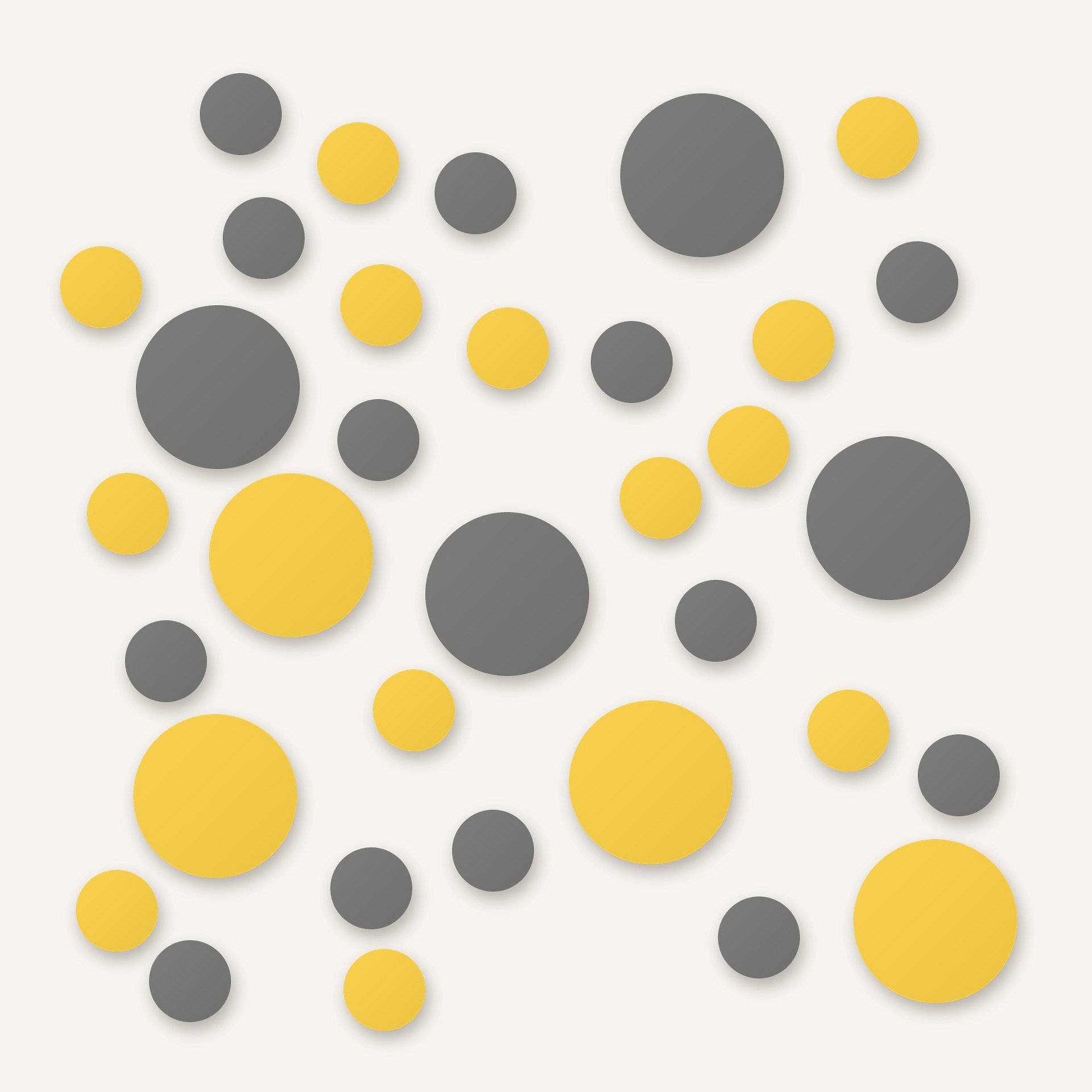 Grey and Yellow Polka Dot Wall Decals, 2" and 4" Vinyl Circle Stickers, Removable Dot Decals for Nursery, Kids Room, Playroom product image (1)