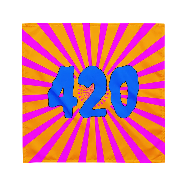 420 Cannabis Circus Stripes Bandana, Stoner Sideshow Summertime Accessory, Weird Weed Carnival Magenta Orange Blue Twisted Budz Ganja Art product image (1)