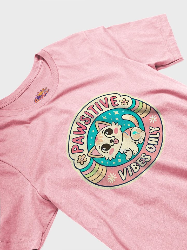 Pawsitive Vibes Cartoon Cat T-Shirt product image (2)