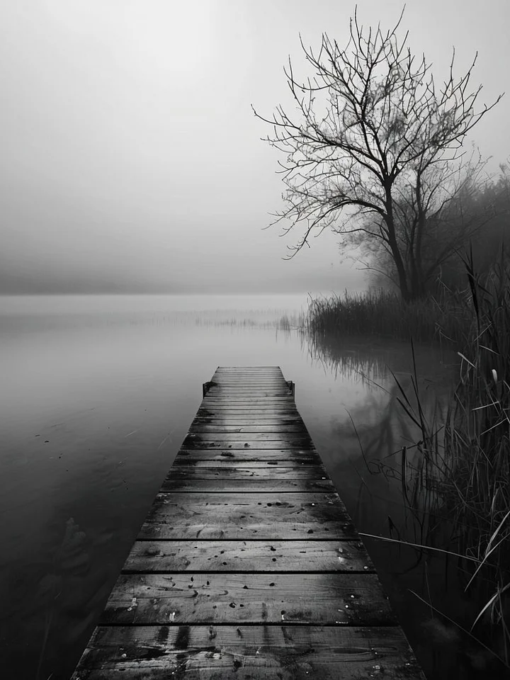 Tranquil Misty Lakeside Framed Poster product image (1)