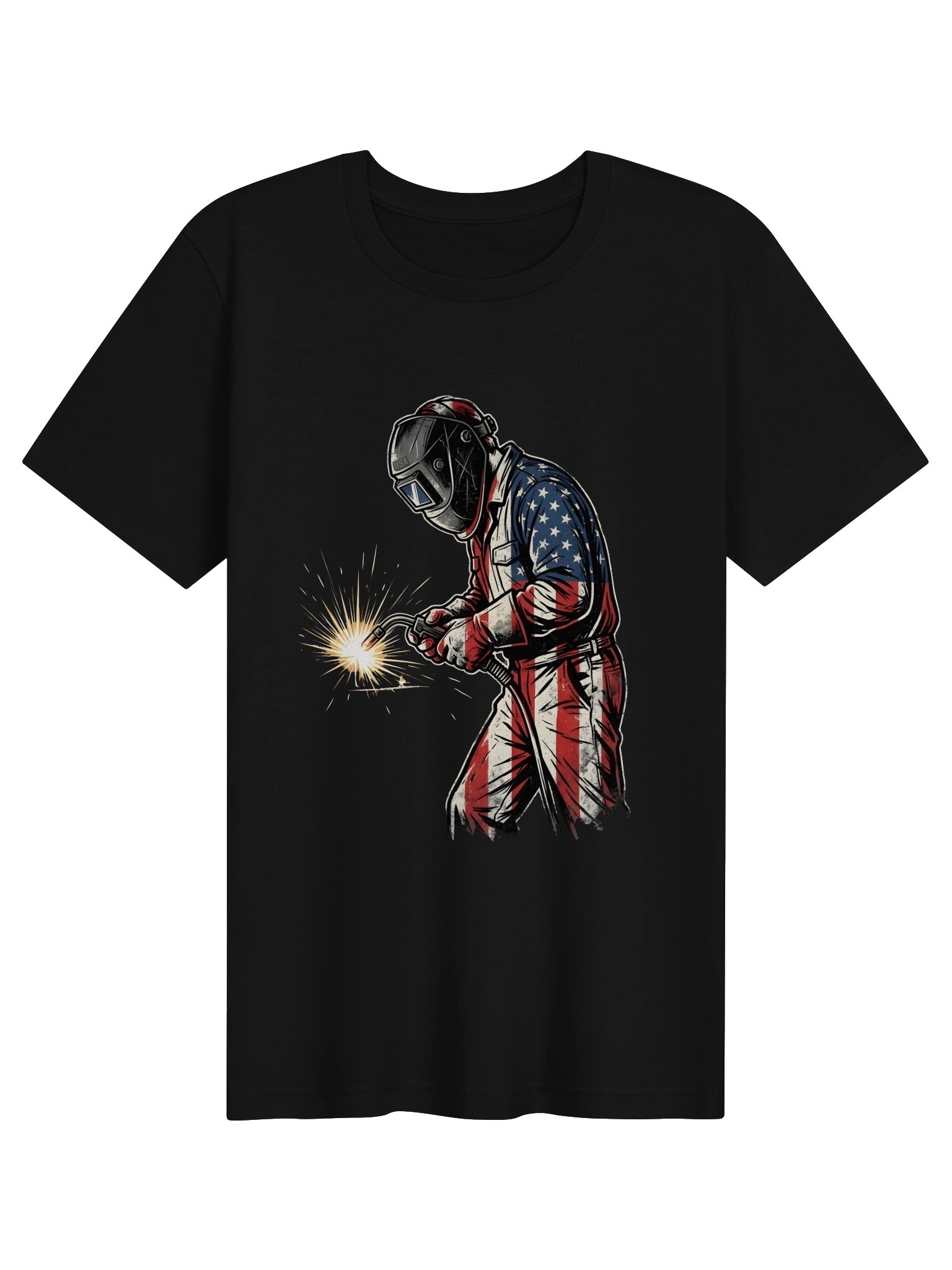 Patriotic American Welder T-Shirt | Vintage USA Flag Welding Tradesman Shirt product image (2)