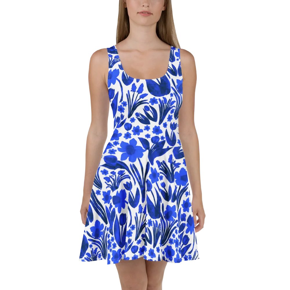 Spring Garden | Blue on White Skater Dress | Monique Faella Designs™ product image (6)