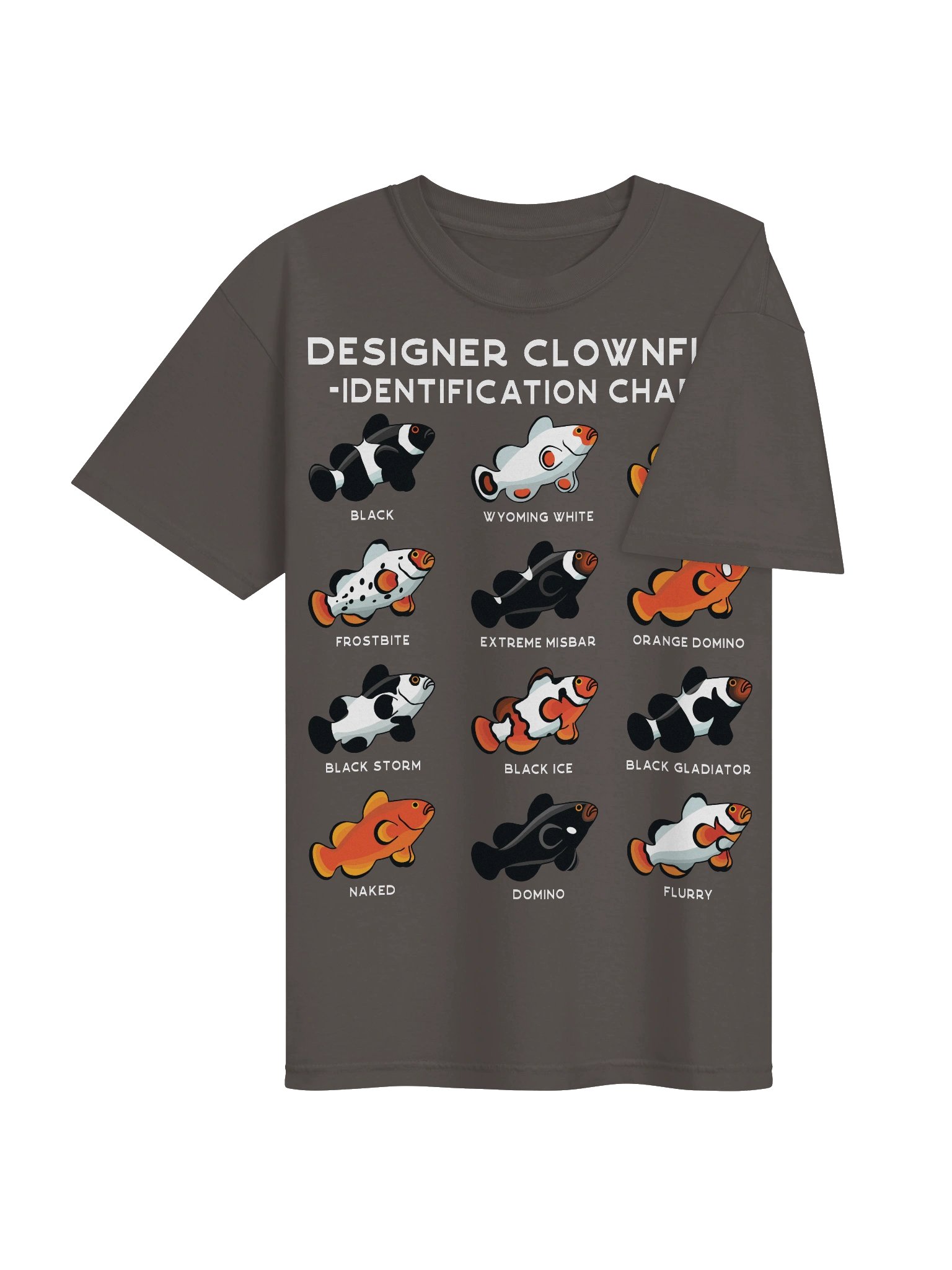 Designer Clownfish Identification Chart T-Shirt for Reef Aquarium Lovers product image (8)