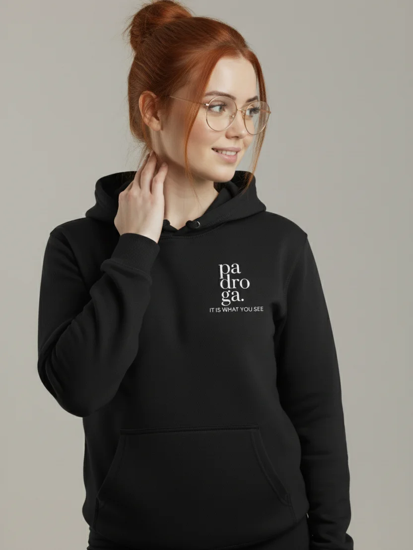 padroga. black hoodie vertical logo product image (4)