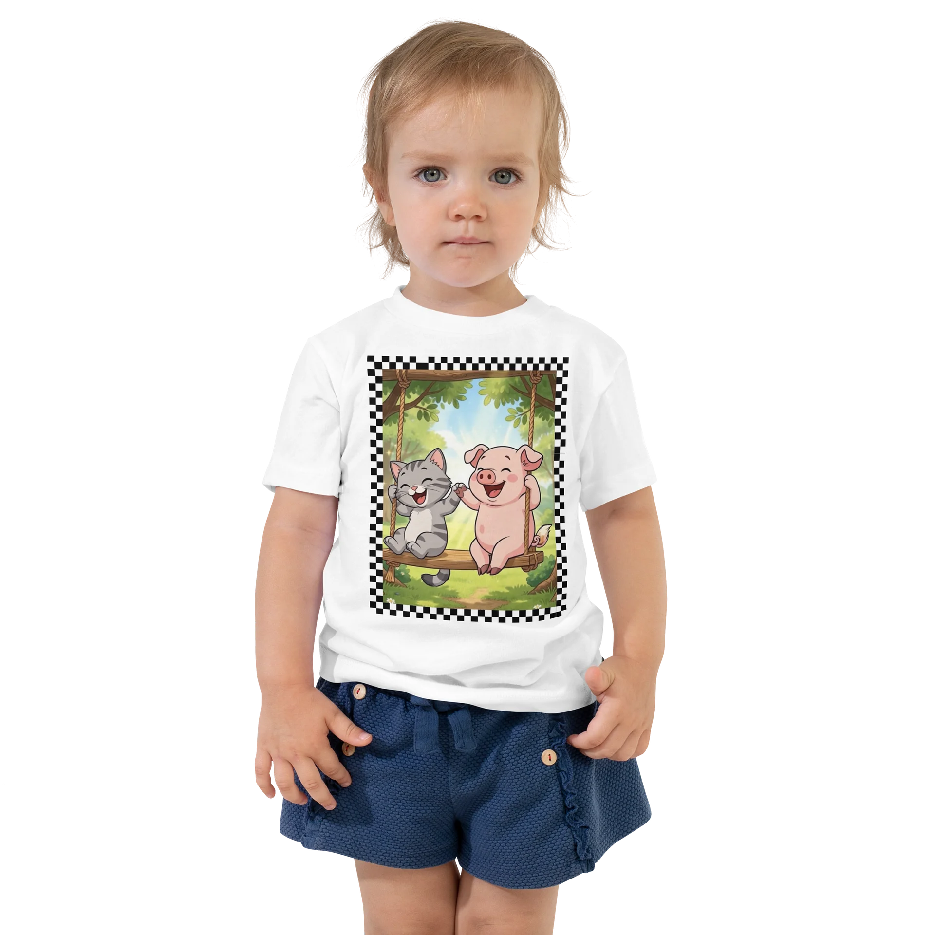 Kitten & Piglet Cartoon Playtime Tee product image (1)