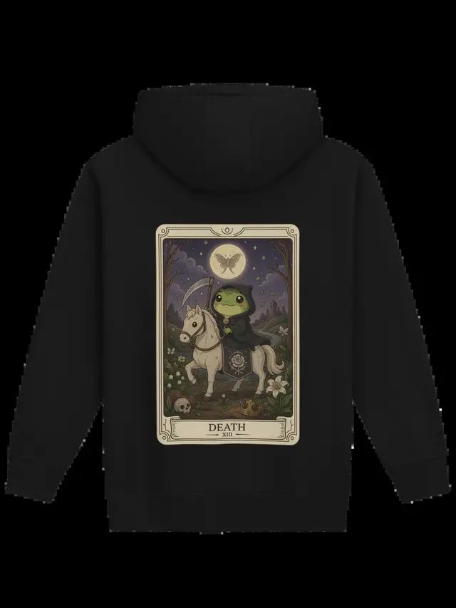 The Death card doesn't mean death. It means TRANSFORMATION. 🐸🦋 OFFICIAL FOURTHWALL STORE🐸✨🔮 - https://zurl.co/6n3D3 JOIN THE MOVEMENT💸🏪 - https://zurl.co/dSoEx #tarotoads #tarot #frogtarot #witchyvibes #smallbizlife #indiebrand #trending #viral #fyp #astrology