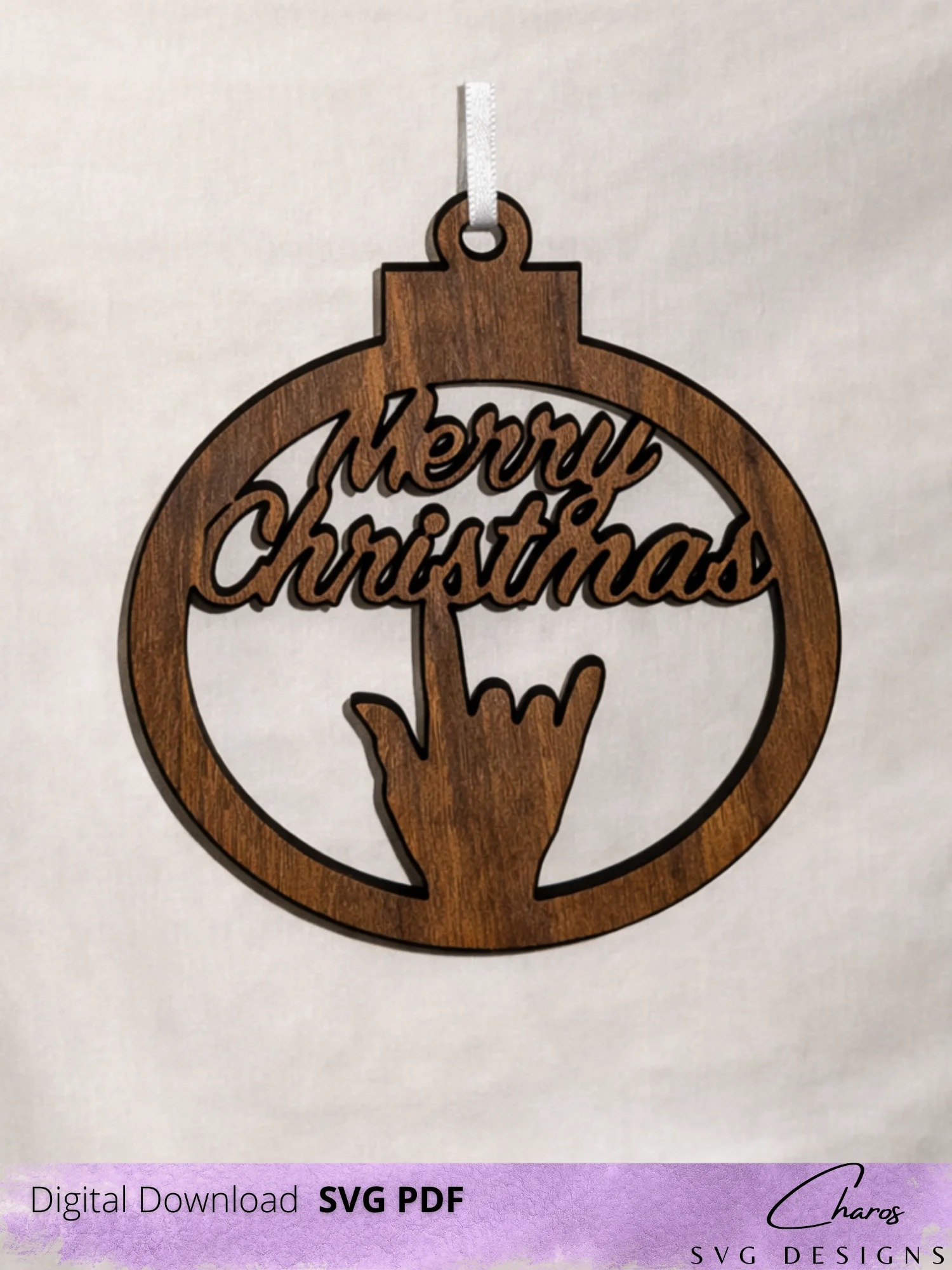 ASL I Love You Holiday Ornaments Bundle SVG | Laser Cut File product image (4)
