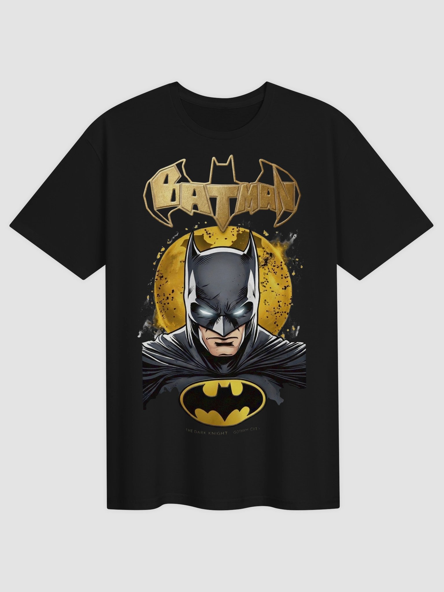 Batman Dark Knight T-Shirt | Gold Splatter Moon Portrait | 40th Anniversary Gotham product image (2)