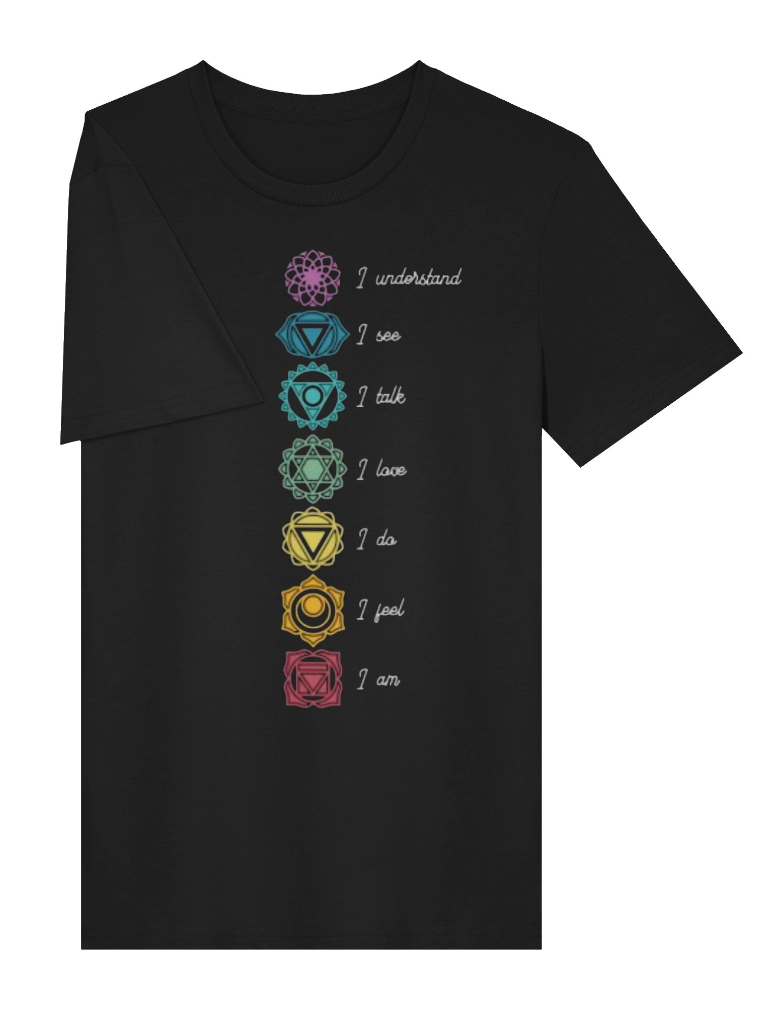 7 Chakra Symbols T-Shirt – Spiritual Energy Centers Tee | Yoga Meditation Chakra Shirt product image (3)