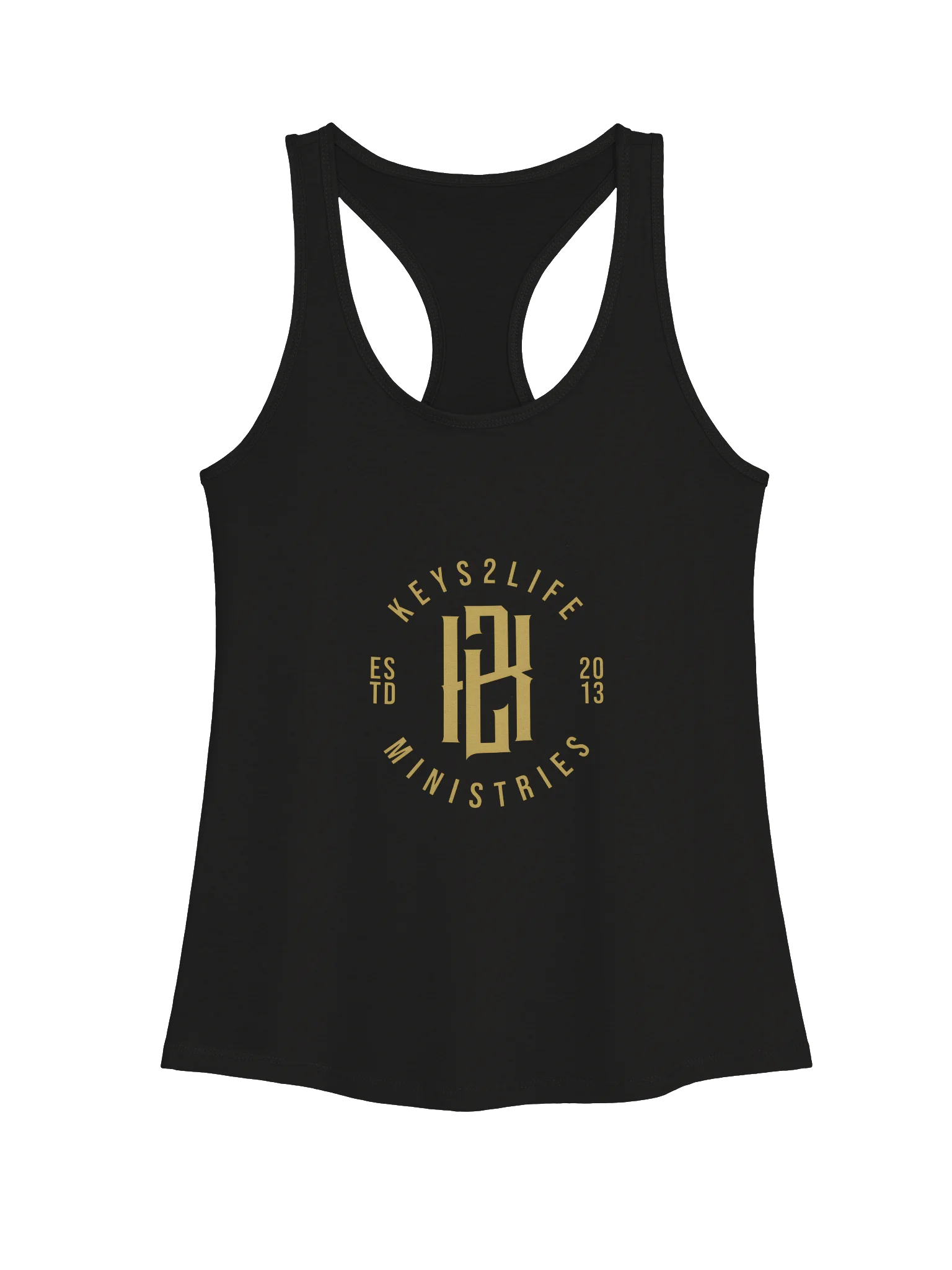 Keys2Life Ministries Gold Monogram Racerback Tank product image (2)