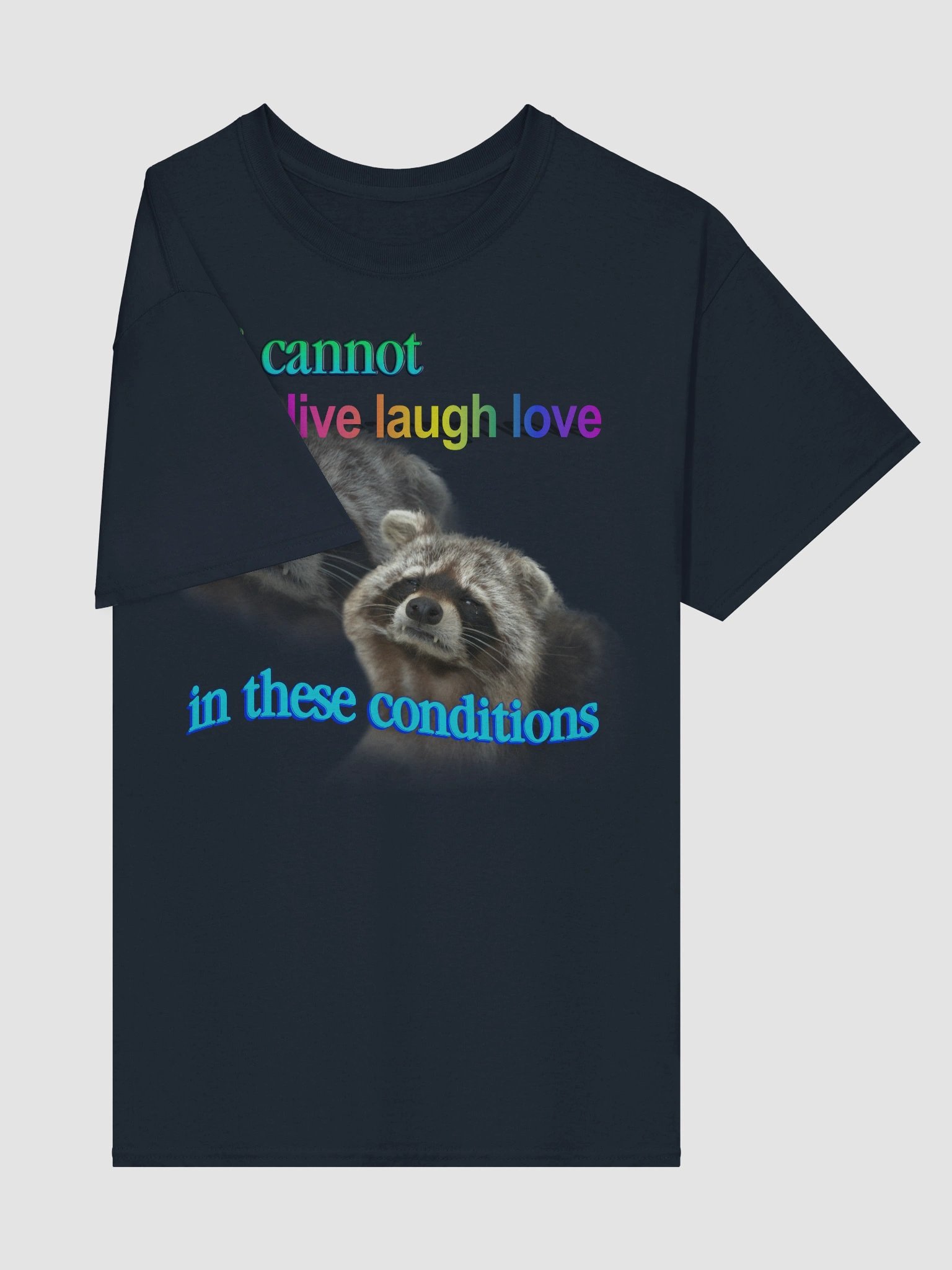 I cannot live laugh love in these conditions - raccoon T-shirt product image (101)