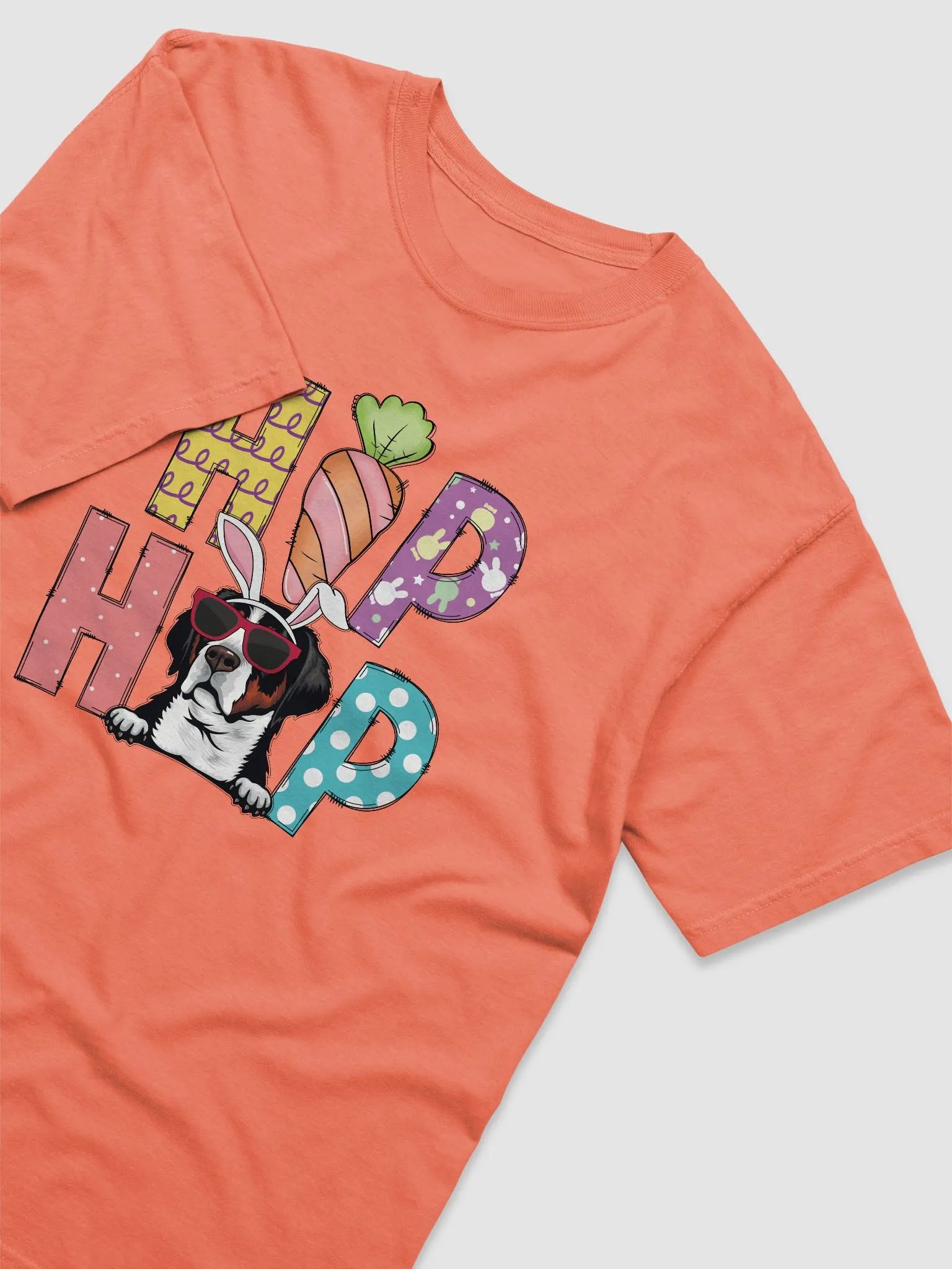 Hip Hop Easter Bernese Mountain Dog T-Shirt | Cute Easter Day Berner Wearing Bunny Ears and Sunglasses T-Shirt product image (25)