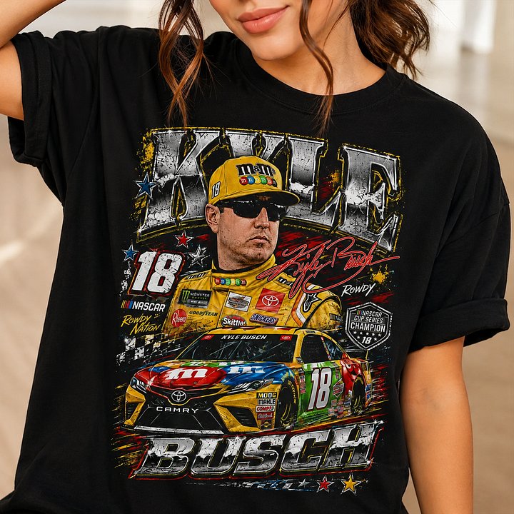 Vintage Kyle Busch 18 Racing Shirt Rowdy Nation Graphic Tee product image (2)