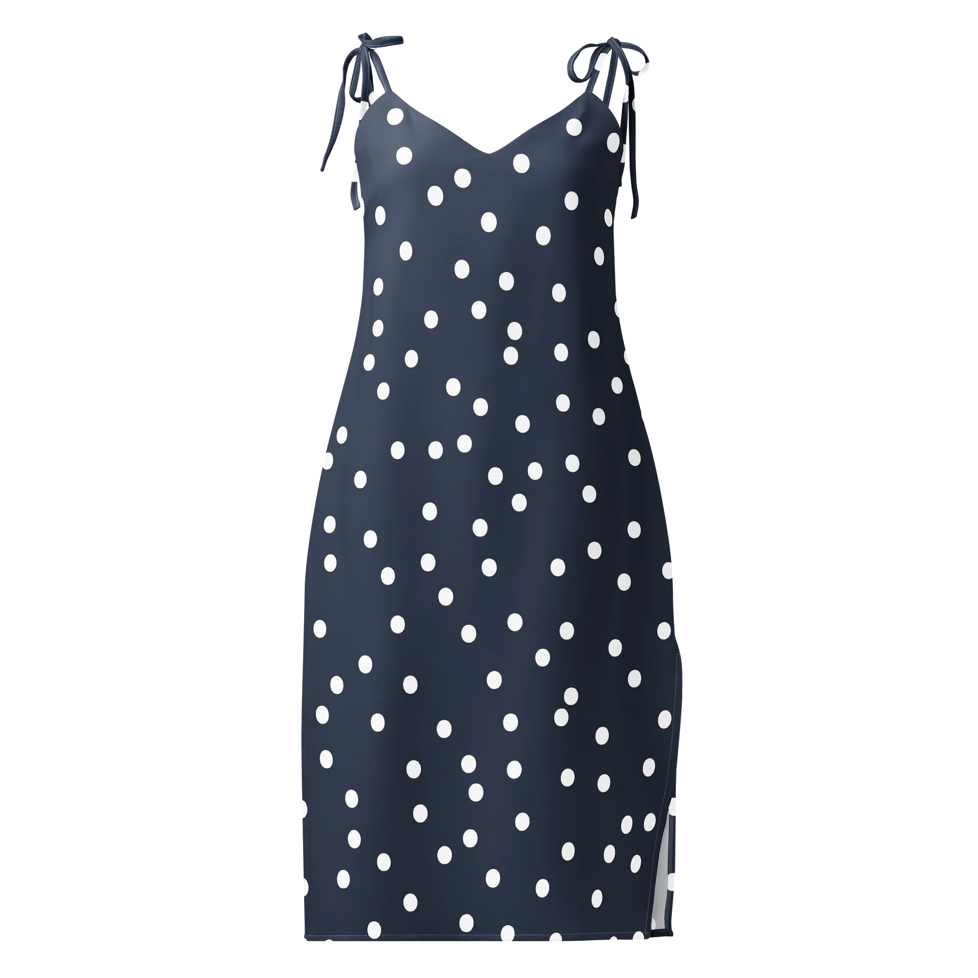 Classic Polka Dot Tie-Strap Midi Dress product image (1)