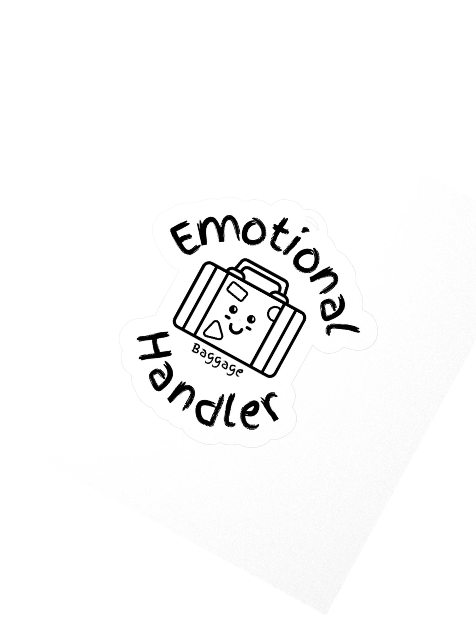 Emotional Baggage Handler Sticker With Smiling Baggage-Black and White product image (2)