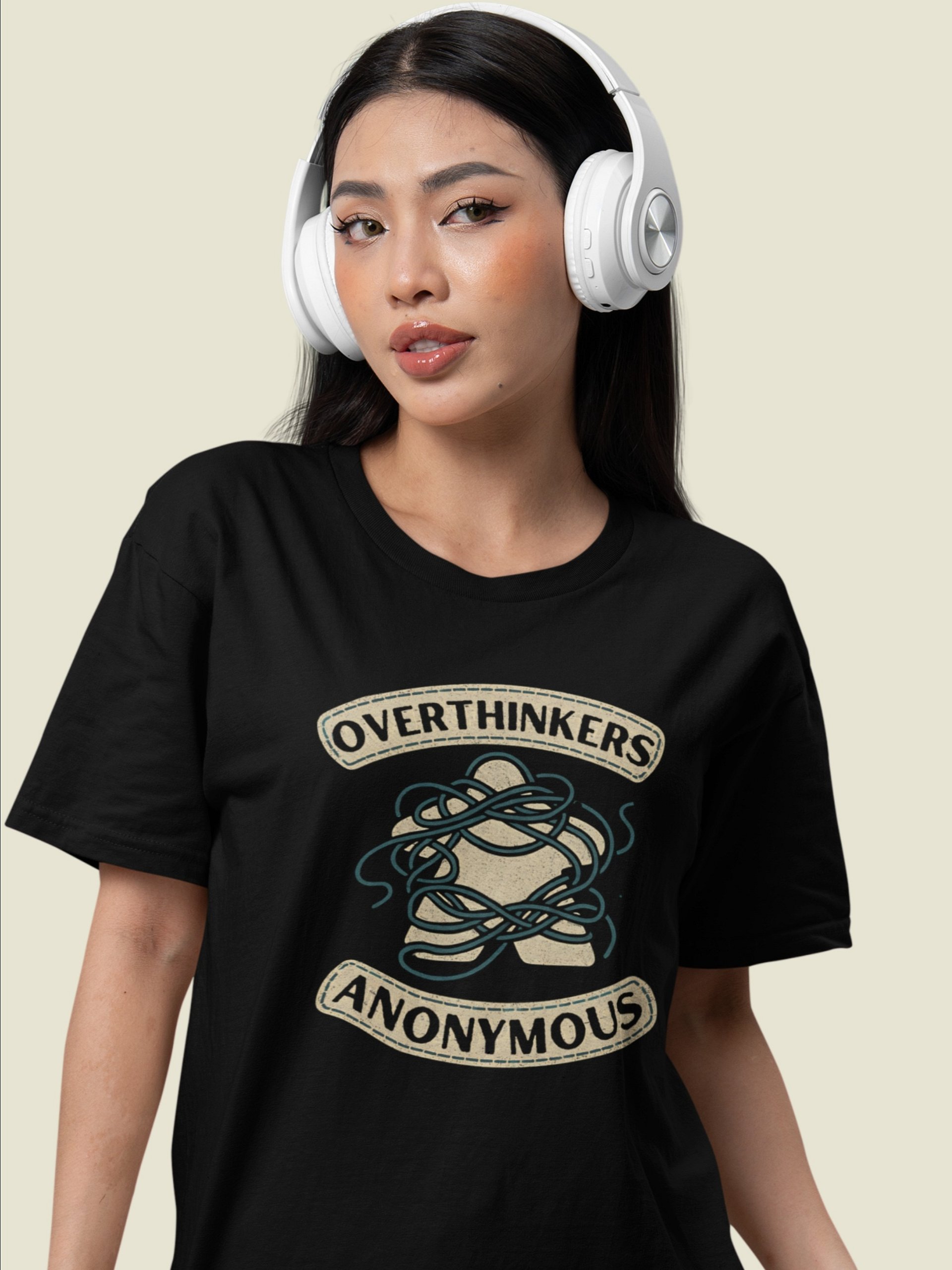 Overthinkers Anonymous - Meeple Board Game T-shirt - black product image (1)