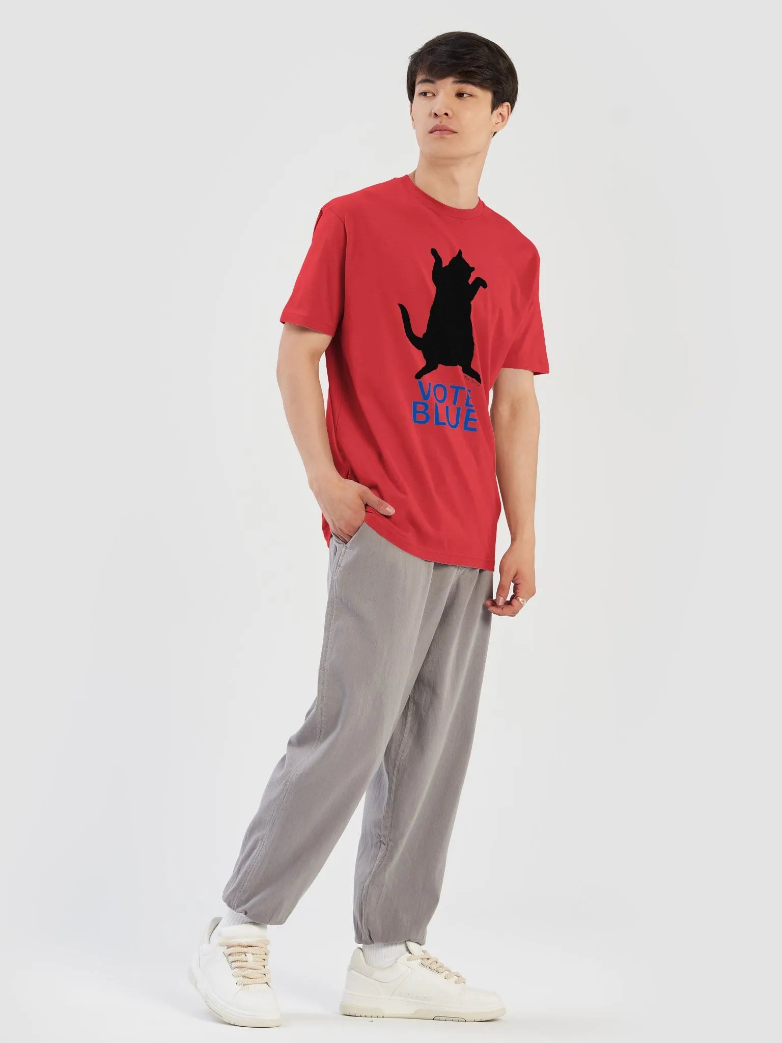 DeMeowcracy Black Cat Vote Blue Supersoft Slim Fit T-Shirt product image (7)