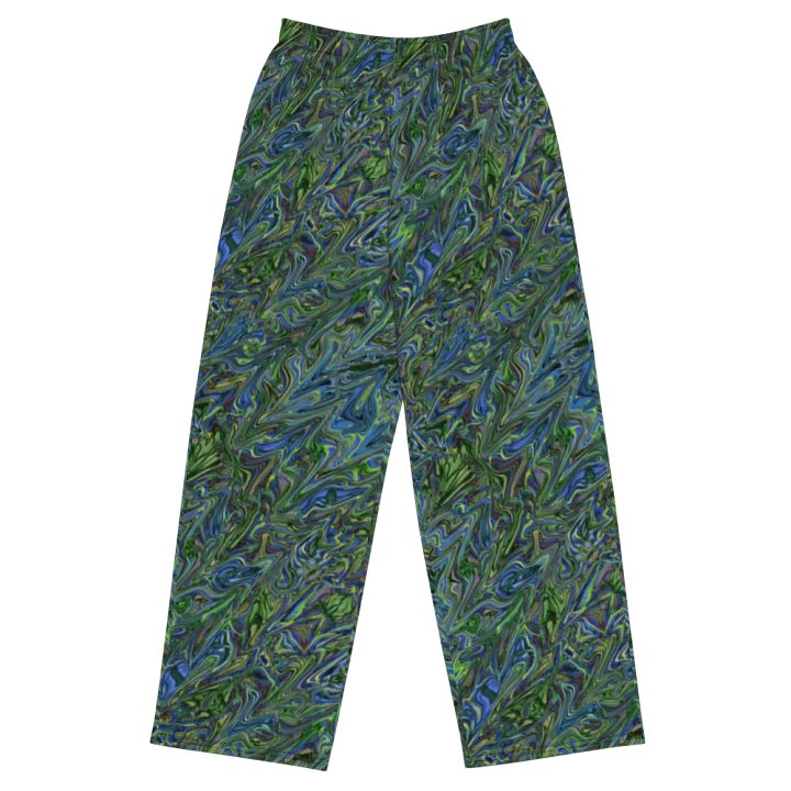 Green Blue Liquid Abstract Wideleg Pants product image (2)