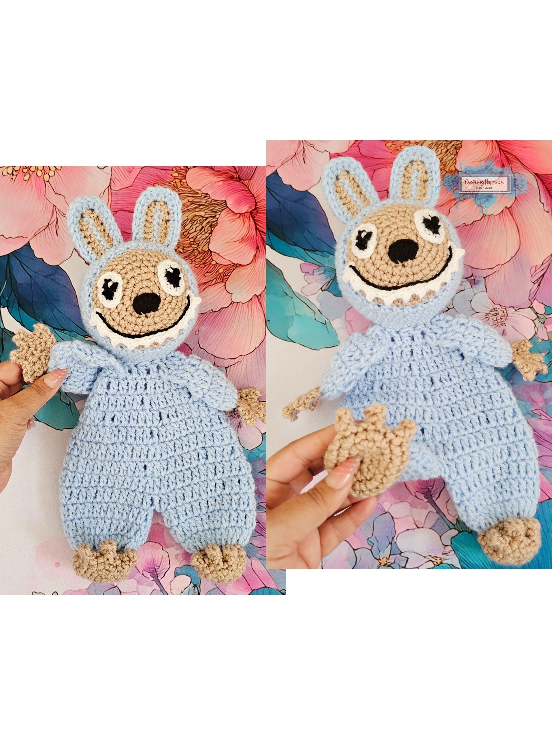 Bunny Ragdoll Crochet Pattern | Toothy Smile Amigurumi Toy | Plushie Snuggler (PDF) product image (7)