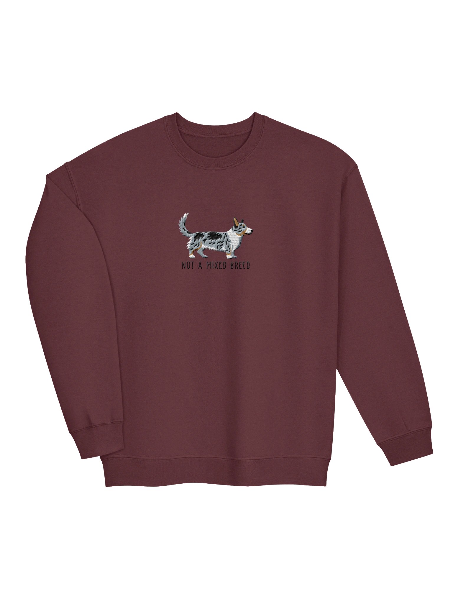 Not a Mixed Breed Sweatshirt (Embroidered) of a Cardigan Welsh Corgi(Blue Merle Tricolor) product image (6)