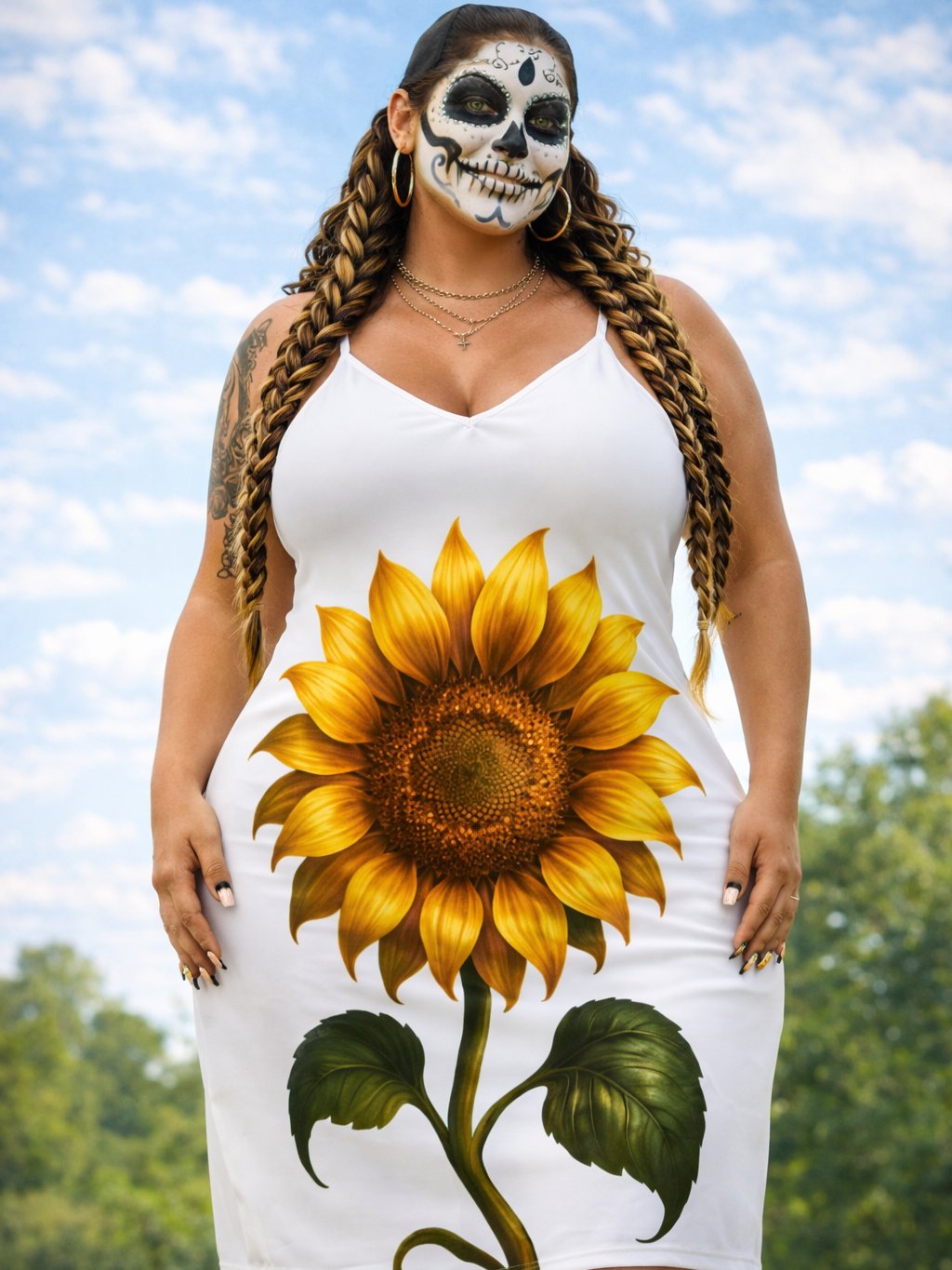 Sunflower Serenade All-Over Print Slip Dress product image (10)