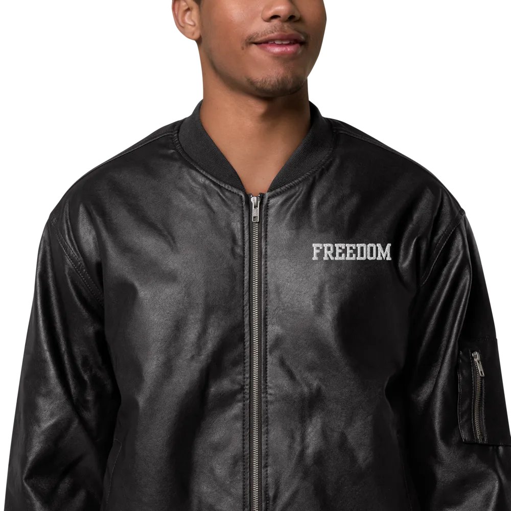 Freedom Faux Leather Bomber Jacket product image (8)