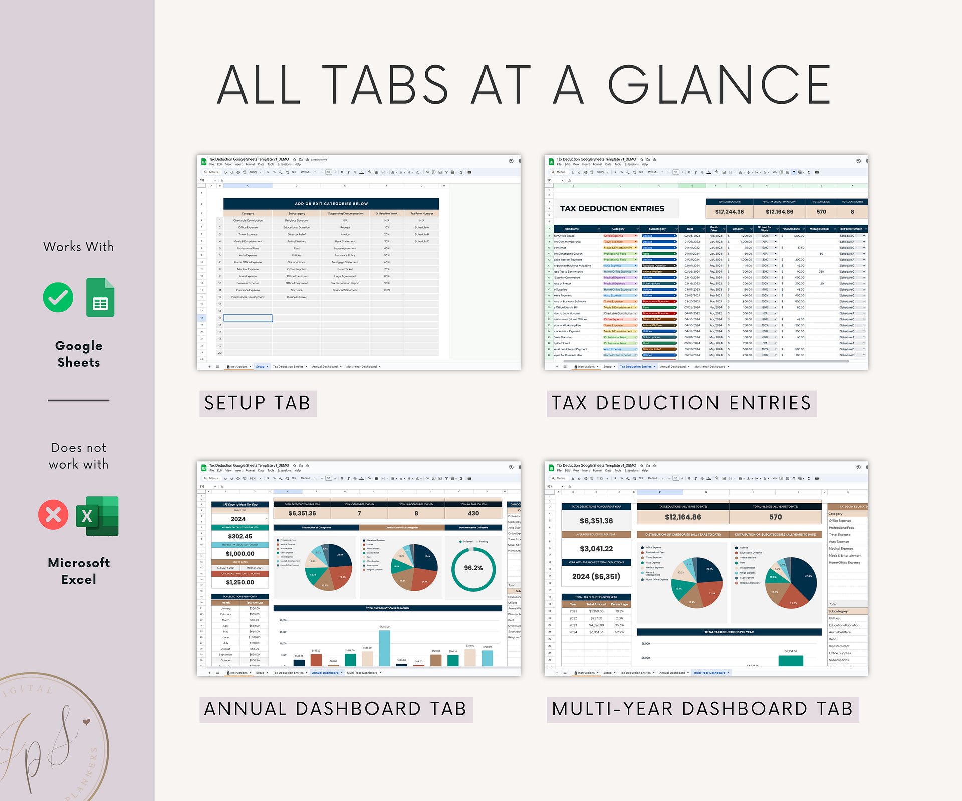 Australian Tax Deductions Tracker & Dashboard Spreadsheet, Google Sheets Template product image (9)