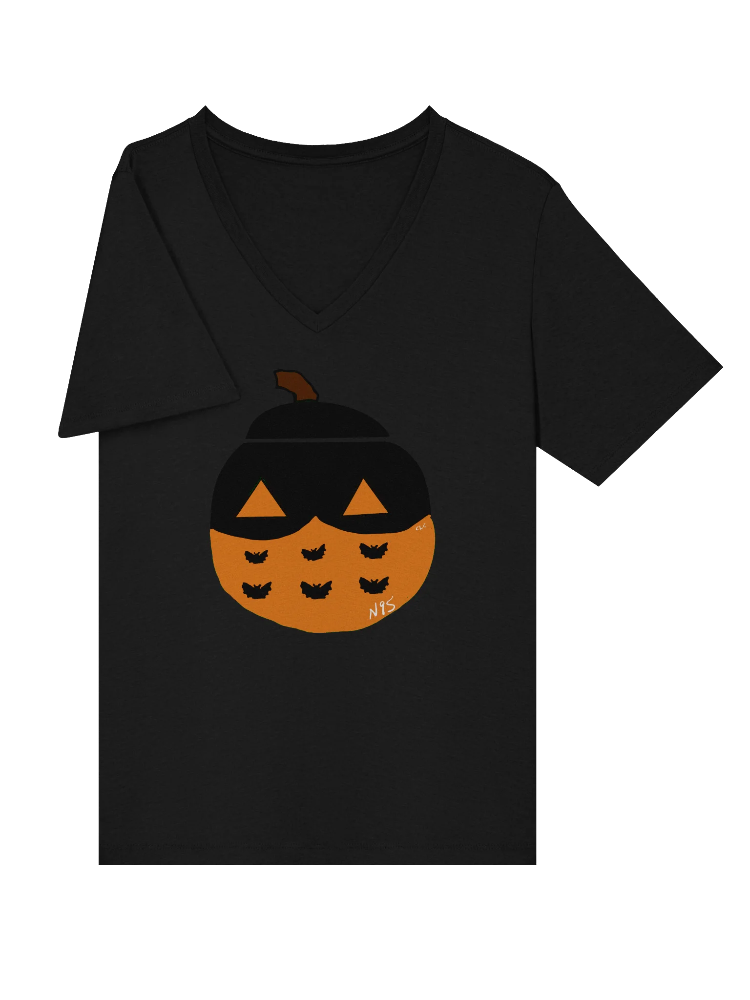 Mask-O-Lantern v-neck tee (orange mask) product image (5)