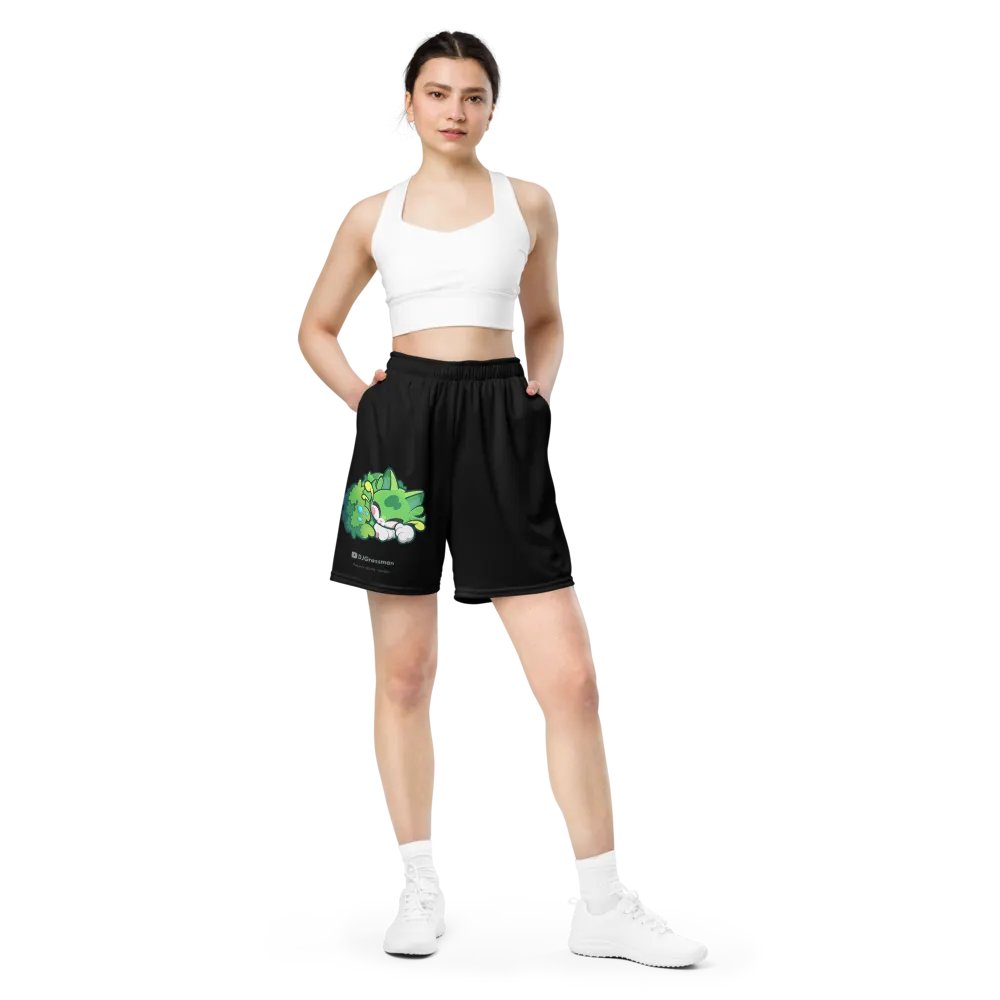 Sleeping Chloe • All-Over Print Recycled Unisex Mesh Shorts (Black) product image (2)