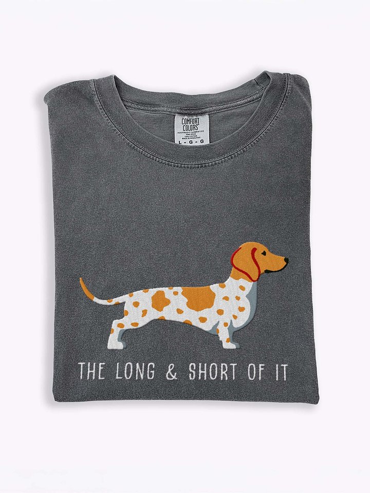 The Long and Short of It T-Shirt(Embroidered) of a Dachshund(Piebald Brown) product image (1)