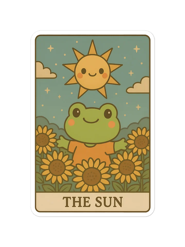 Premium Frog Tarot Card Cutout-style Vinyl Sticker | Featuring Iconic "The Sun" Artwork from the Tarotoads! Collection by Everbright Studio product image (1)