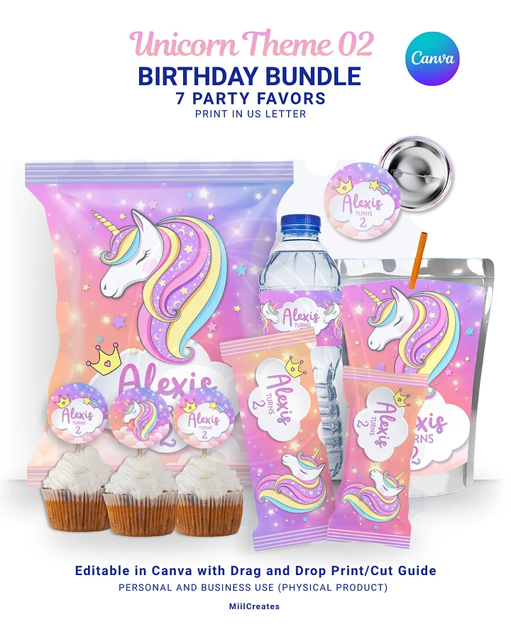 Unicorn 02 Birthday Party Favors product image (1)