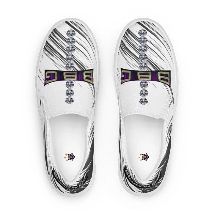 BBG White with Black Swirls Diamond Cross Women's Slip On product image (1)