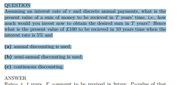 TD - Present value using annual, semi-annual or continuous discounting product image (1)