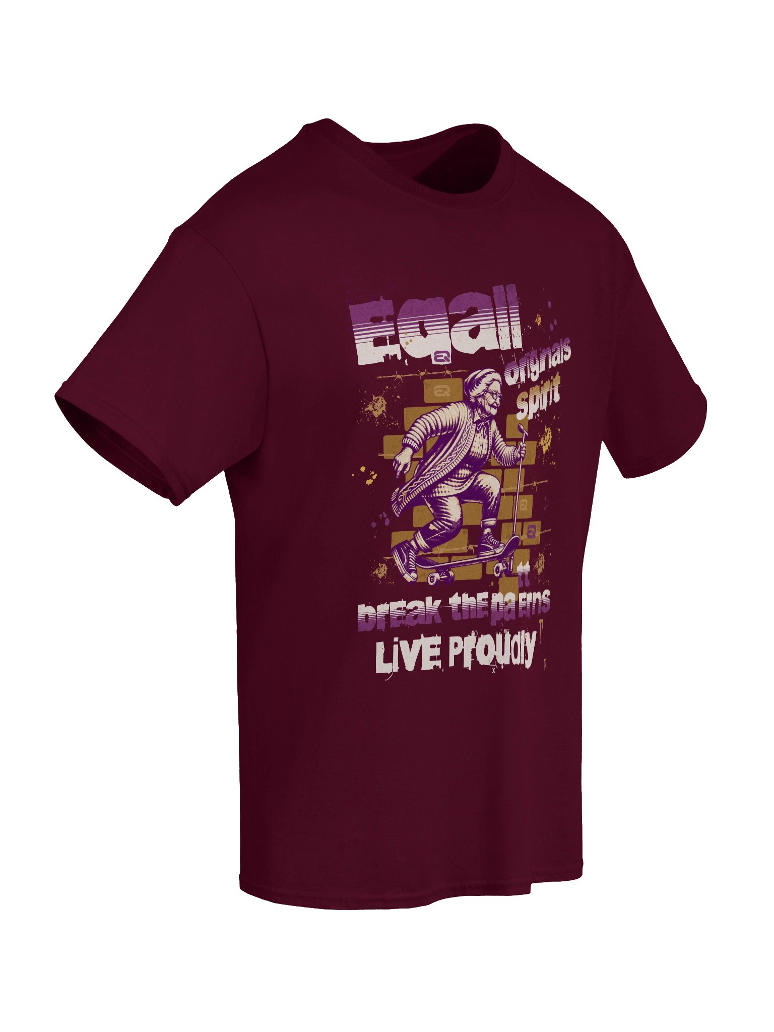 Urban Grandma Skater Vibes Heavyweight 100% Cotton T-shirt by EQALL® Originals_Purple / Mustard product image (7)