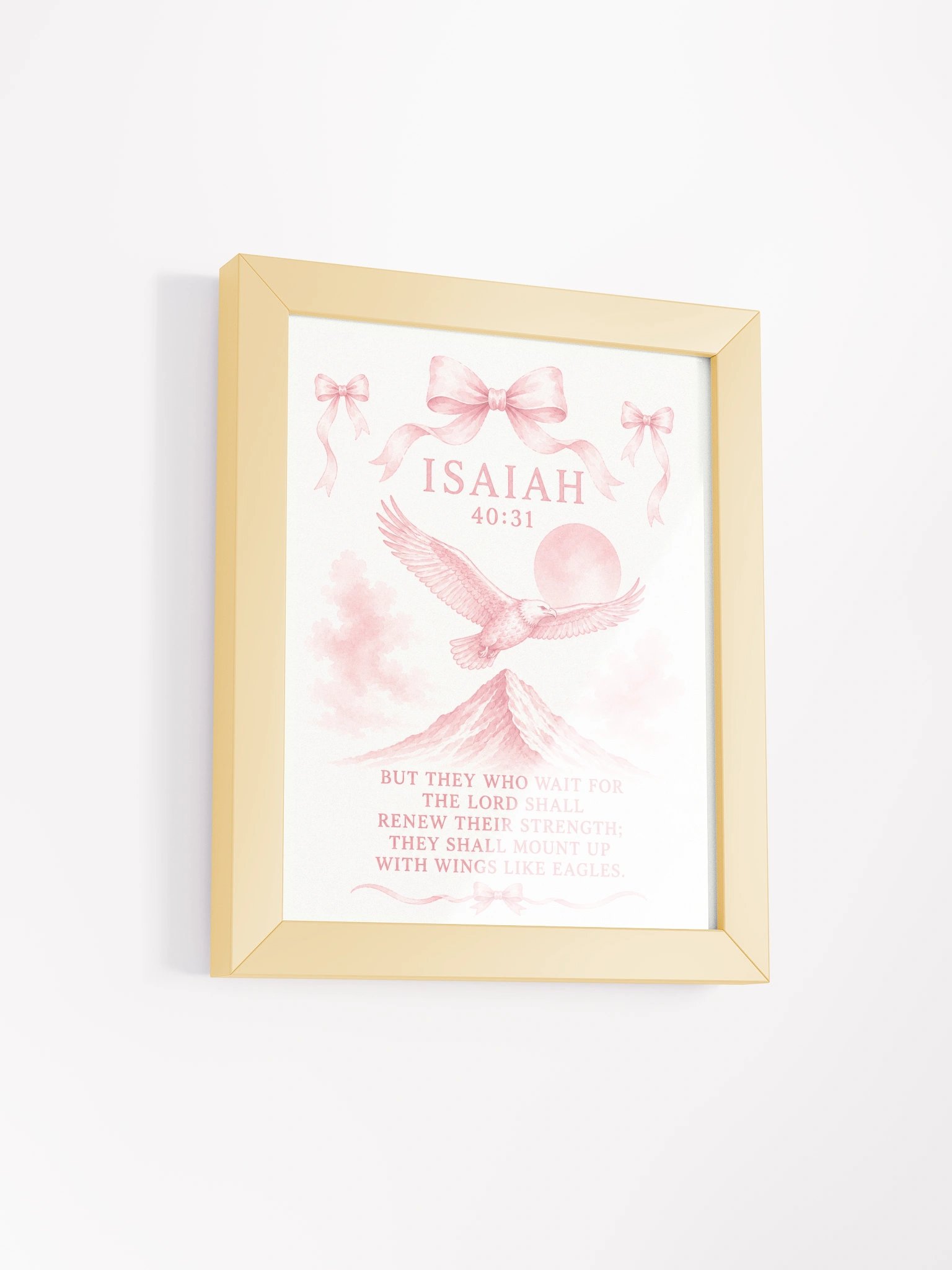 They Shall Mount Up With Wings As Eagles Isaiah 40:31 Faith Wings | Pink Coquette Framed Christian Wall Art product image (2)