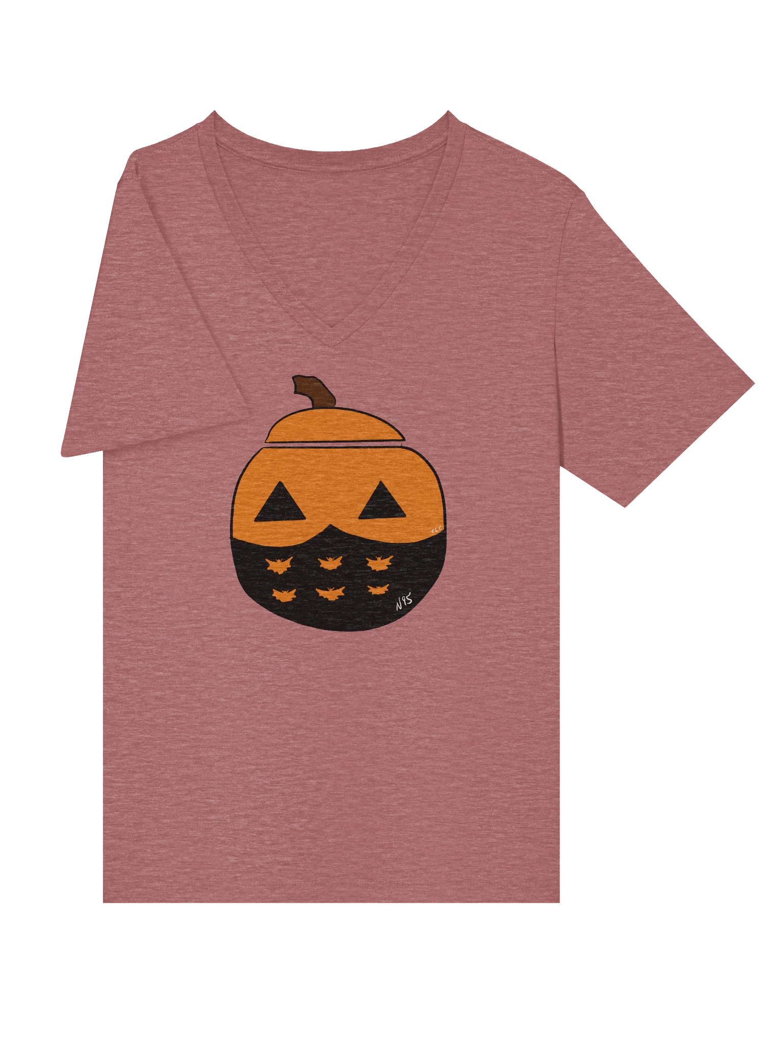 Mask-O-Lantern v-neck tee (black mask) product image (5)