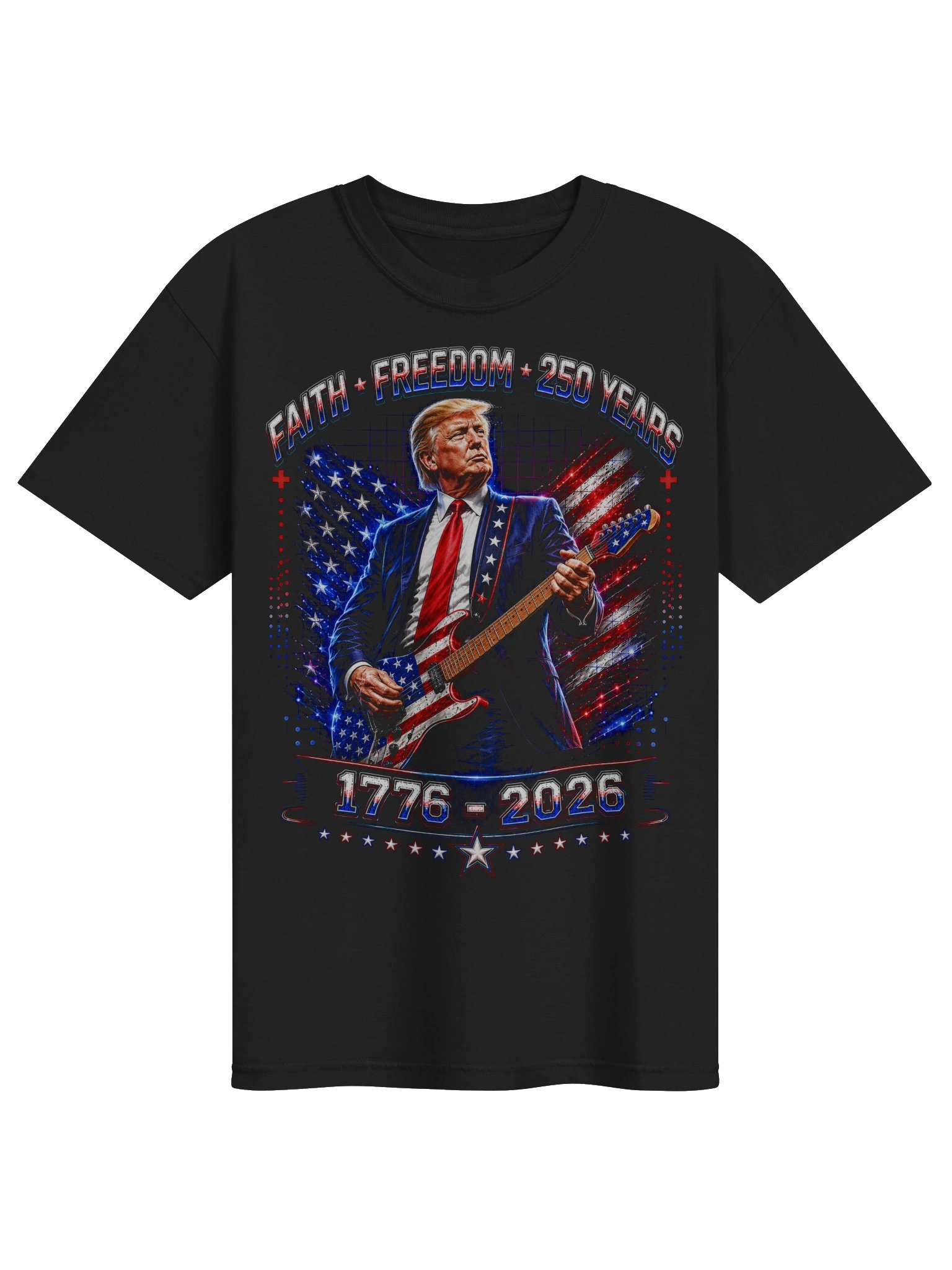 Trump Guitar Patriotic 250 Years of Freedom 1776-2026 T-Shirt product image (1)