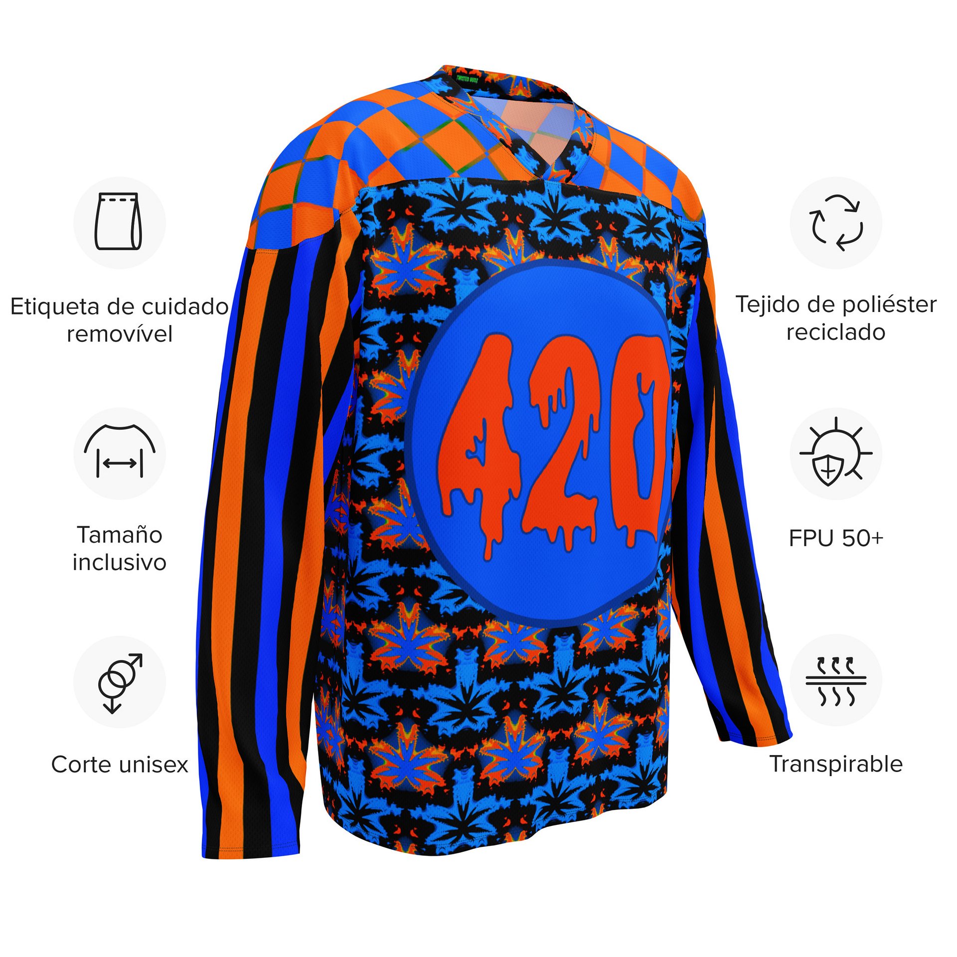 Stoner Circus Rave 420 Hockey Jersey, Stripe Checkers Cannabis Clowncore Clothing, Pot Leaf Twisted EDM Top, Weird Weed Music Festival Shirt product image (11)