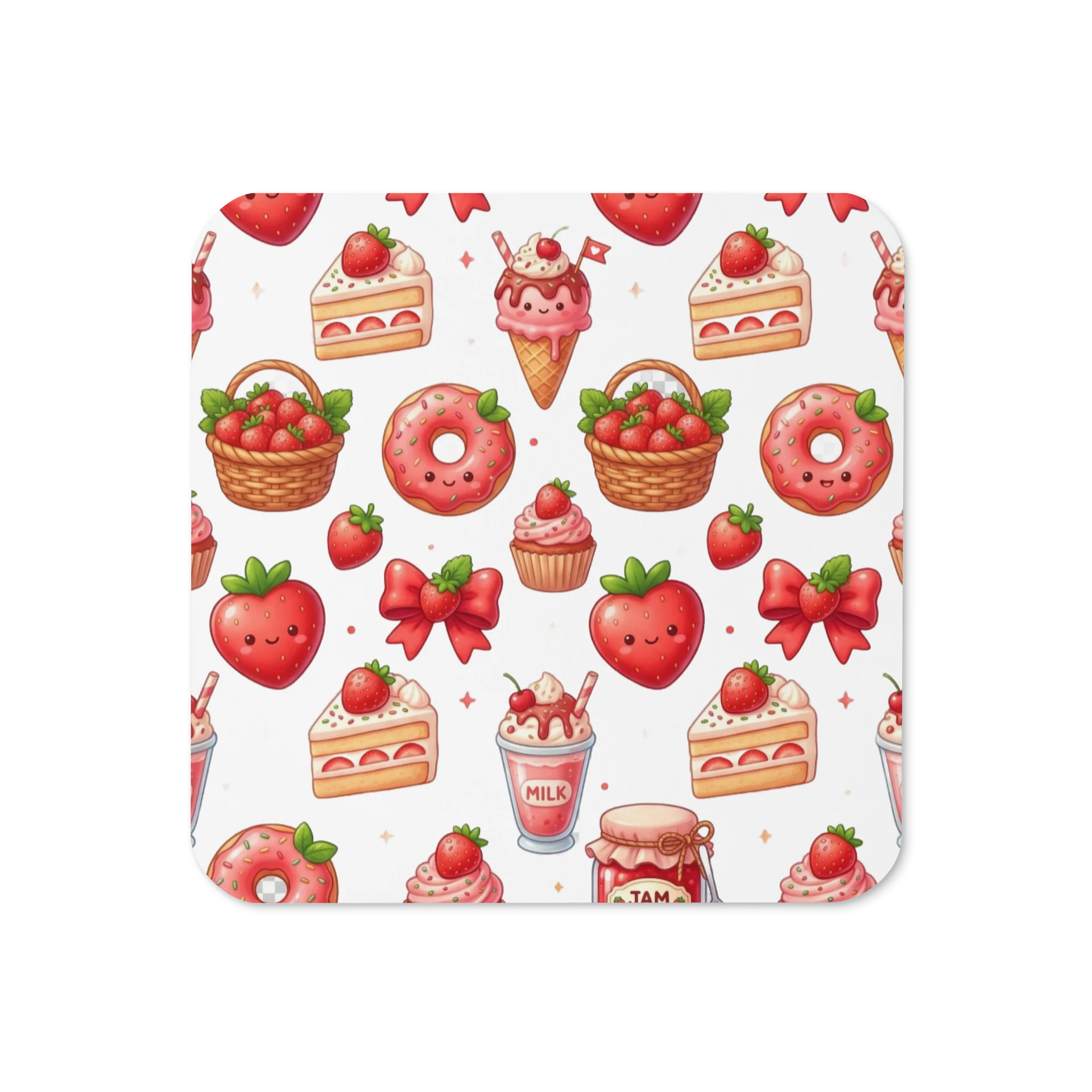 Strawberry Delight Glossed Cork Coaster product image (1)