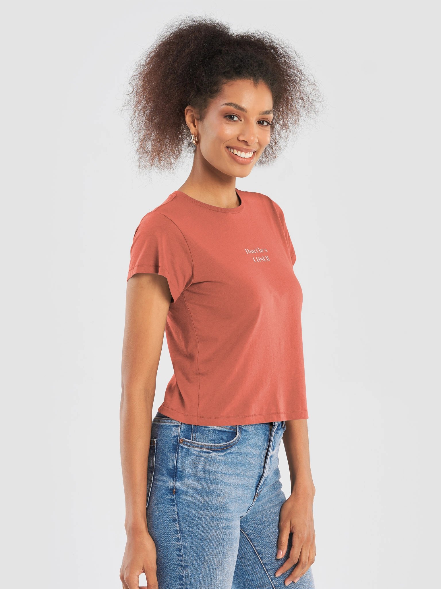 Don't be a LOSER washed Red womens high waisted T shirt product image (5)