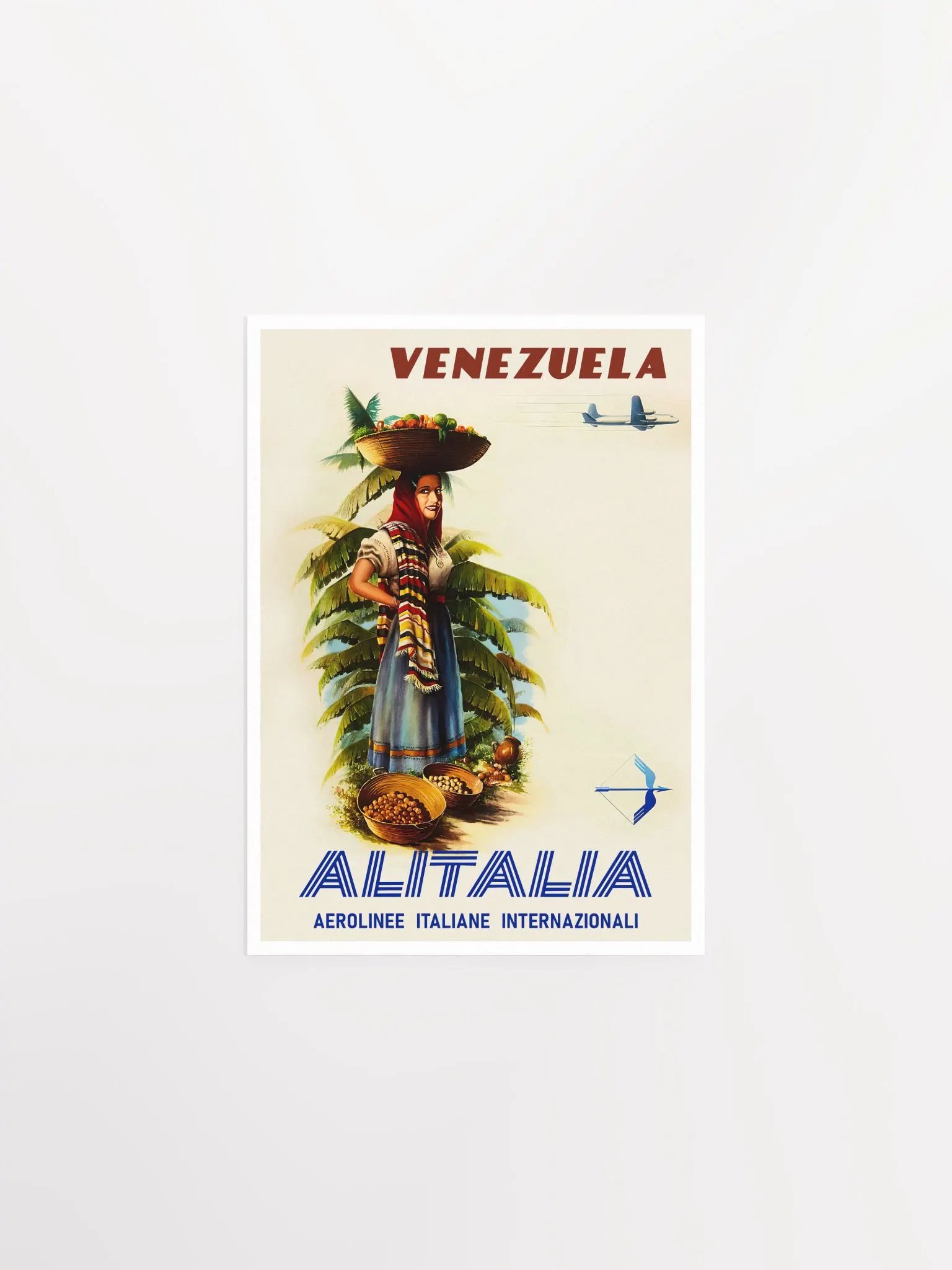 AlItalia (Italy, Air Lines), Venezuela, 1950s — retro vintage travel poster, retro travel art, retro travel wall art product image (6)