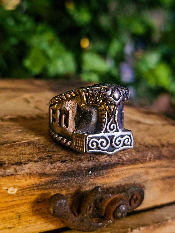 The Armored Kingdom Silver Thunderstrike Hammer of Mjolnir Ring-Thor’s Hammer Design-Stainless Steel product image (1)